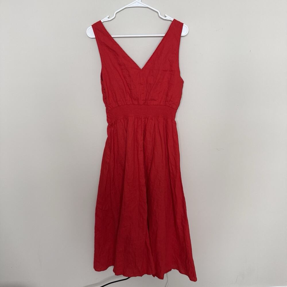 Cynthia Rowley Womens Linen Midi Dress 8 Pockets Lagom Coastal Vacation Resort - Picture 8 of 8